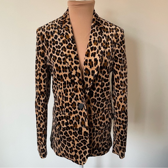 FRAME Classic Cheetah Blazer Mini Boot Cheetah-Print Velvet Pants Suit NWT Sz 0 - Picture 4 of 12